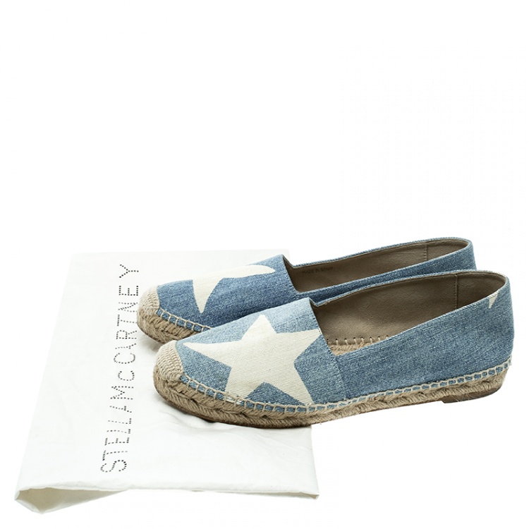 McCartney Blue Denim Rocio Star Print Flat Espadrilles 37 Stella McCartney | TLC