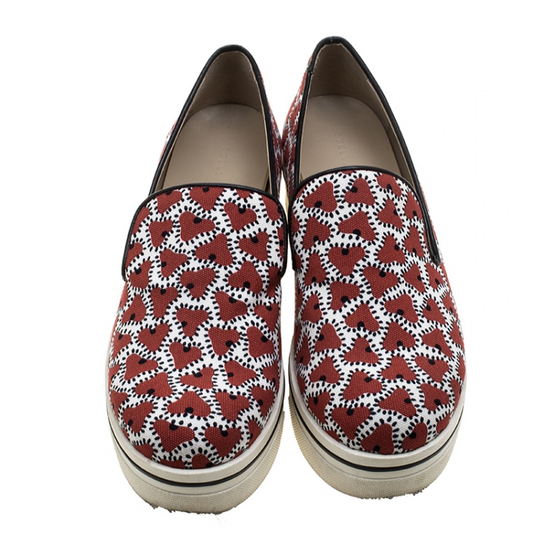 Pre Owned Stella McCartney Abstract Print Canvas Platform Slip On Sneakers Size 39 