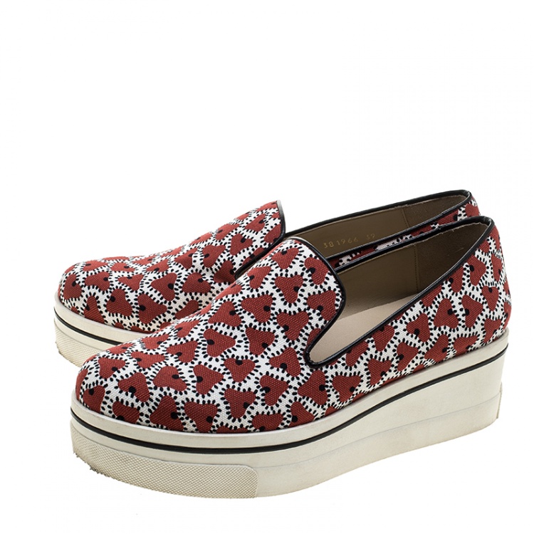 Pre Owned Stella McCartney Abstract Print Canvas Platform Slip On Sneakers Size 39 