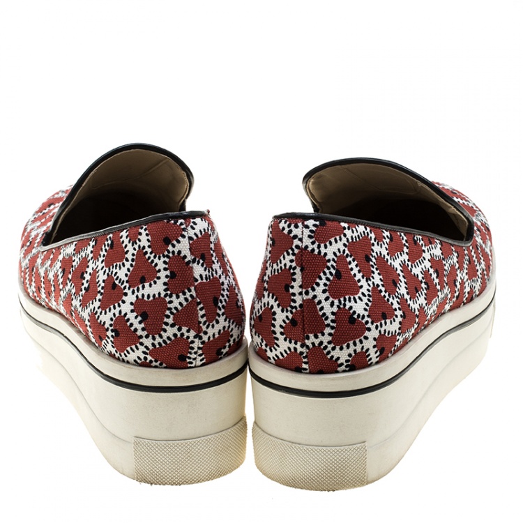 Pre Owned Stella McCartney Abstract Print Canvas Platform Slip On Sneakers Size 39 