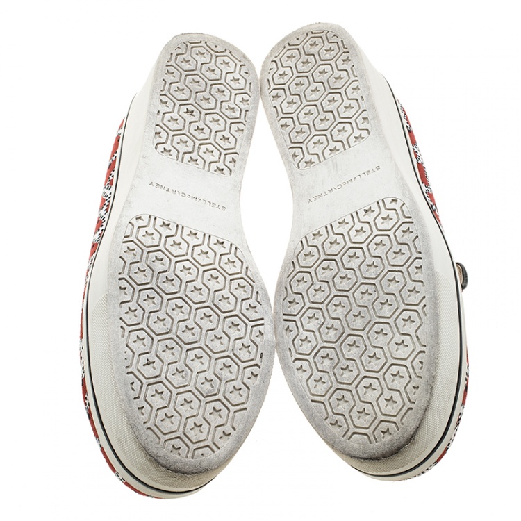 Pre Owned Stella McCartney Abstract Print Canvas Platform Slip On Sneakers Size 39 