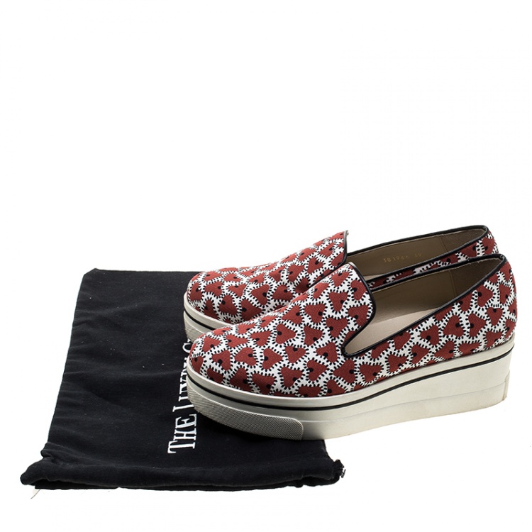 Pre Owned Stella McCartney Abstract Print Canvas Platform Slip On Sneakers Size 39 