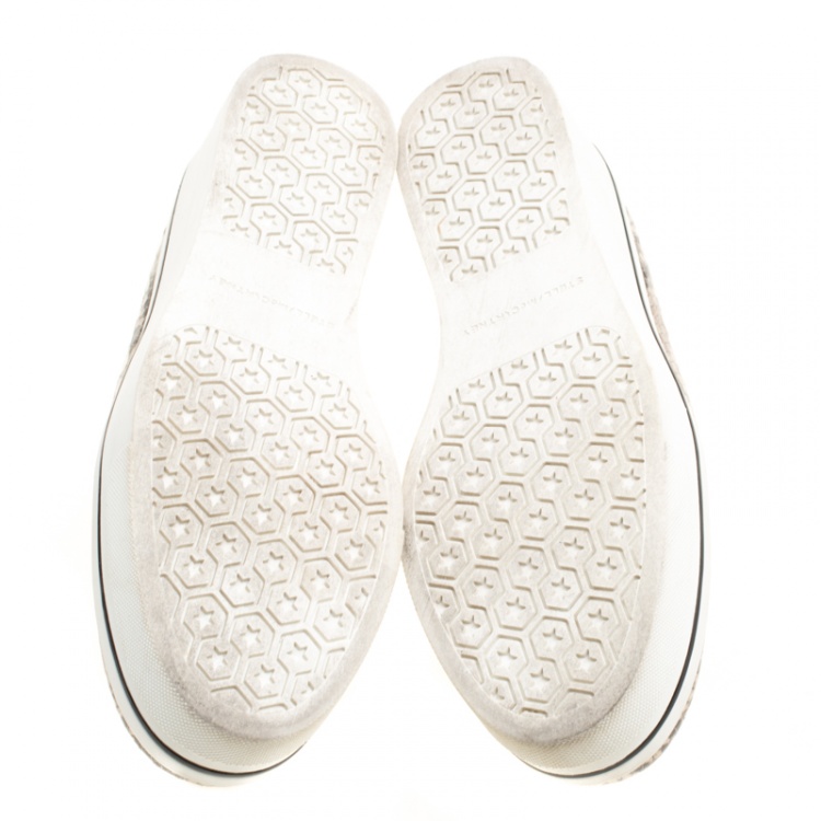 Pre Owned Stella McCartney Beige Faux Python Platform Slip On Sneakers Size 38