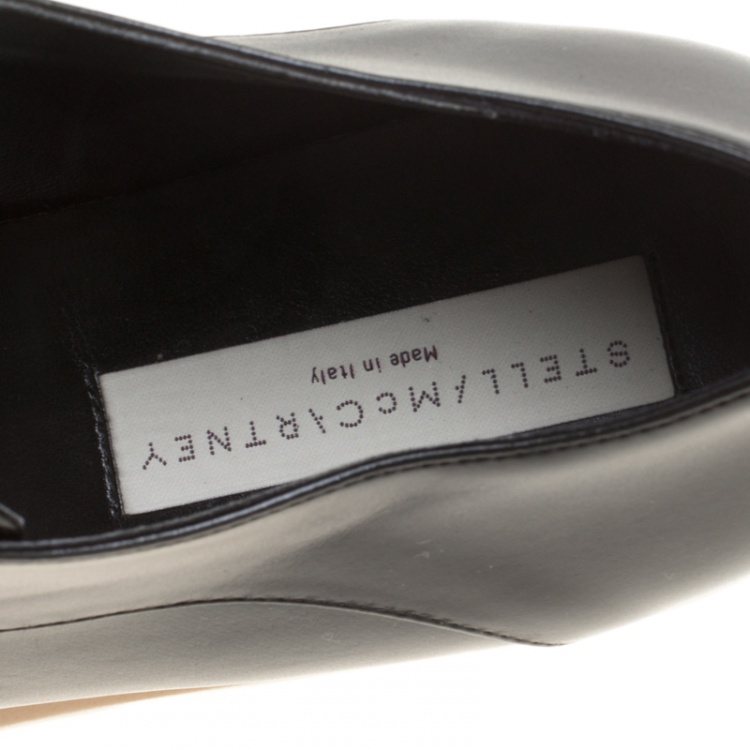 Pre Owned Stella McCartney Black Faux Leather Elyse Platform Derby Size 39