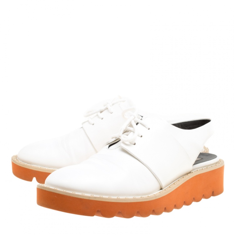 Pre Owned Stella McCartney White Faux Leather Slingback Oxfords Size 39