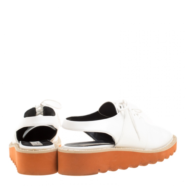 Pre Owned Stella McCartney White Faux Leather Slingback Oxfords Size 39