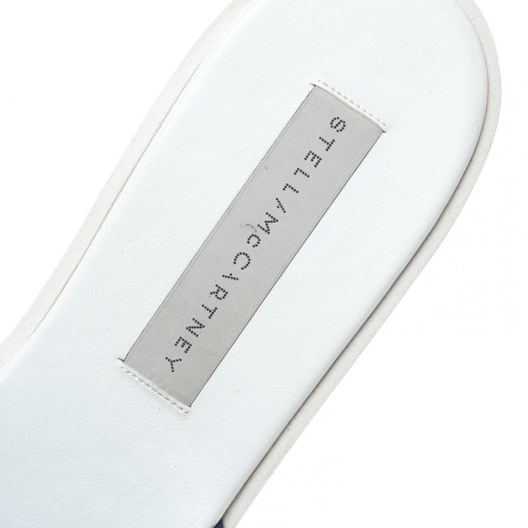 Pre Owned Stella McCartney Blue Canvas Platform Slides Size 38