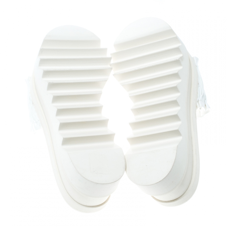 Pre Owned Stella McCartney White Ruched Faux Leather Platform Slides Size 38