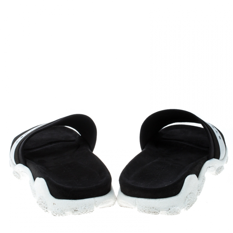 Pre Owned Stella McCartney Black Faux Suede and Fabric Sporty Slides Size 38