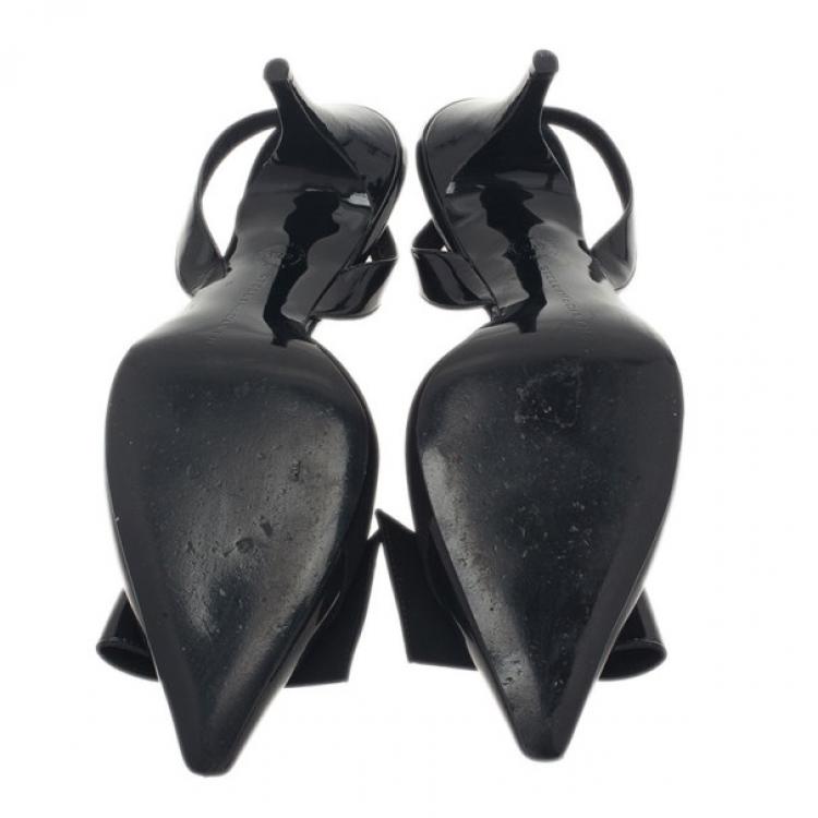 Pre Owned Stella McCartney Black Patent Slingback Sandals Size 37.5