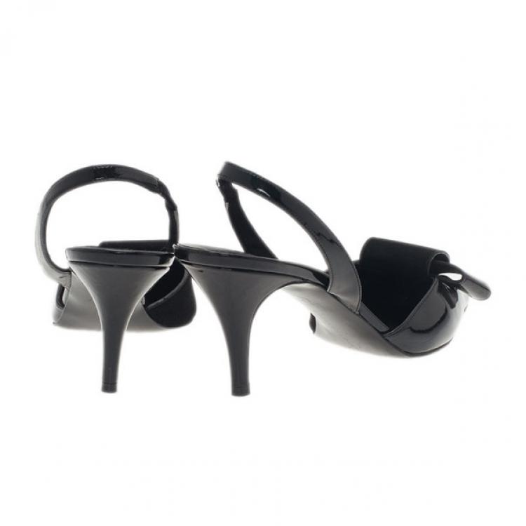 Pre Owned Stella McCartney Black Patent Slingback Sandals Size 37.5