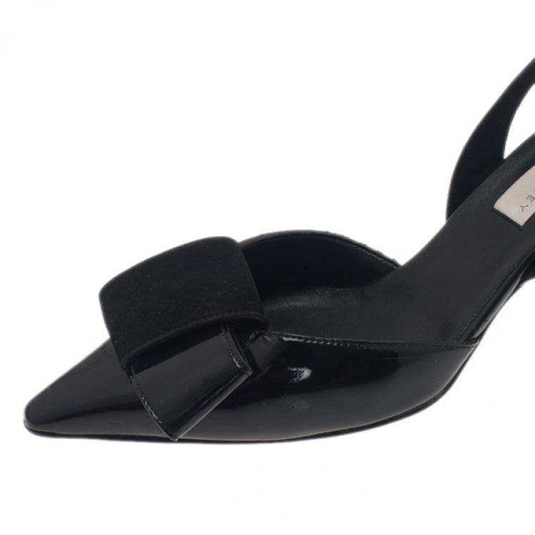 Pre Owned Stella McCartney Black Patent Slingback Sandals Size 37.5