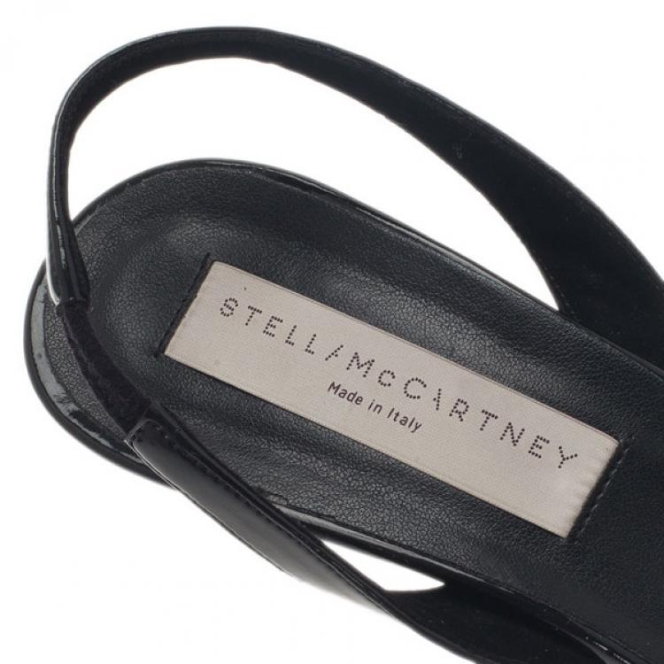 Pre Owned Stella McCartney Black Patent Slingback Sandals Size 37.5