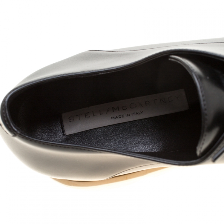Pre Owned Stella McCartney Black Faux Leather Elyse Platform Derby Size 40