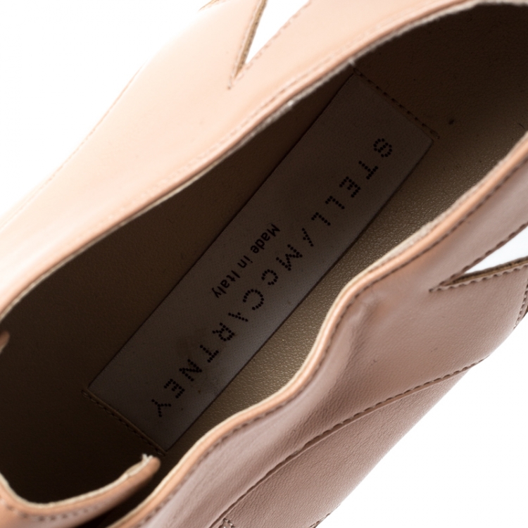 Pre Owned Stella McCartney Beige Faux Leather Elyse Star Platform Lace Up Derby Size 38.5