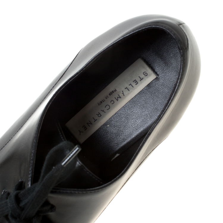 Pre Owned Stella McCartney Black Faux Leather Elyse Platform Derby Size 41