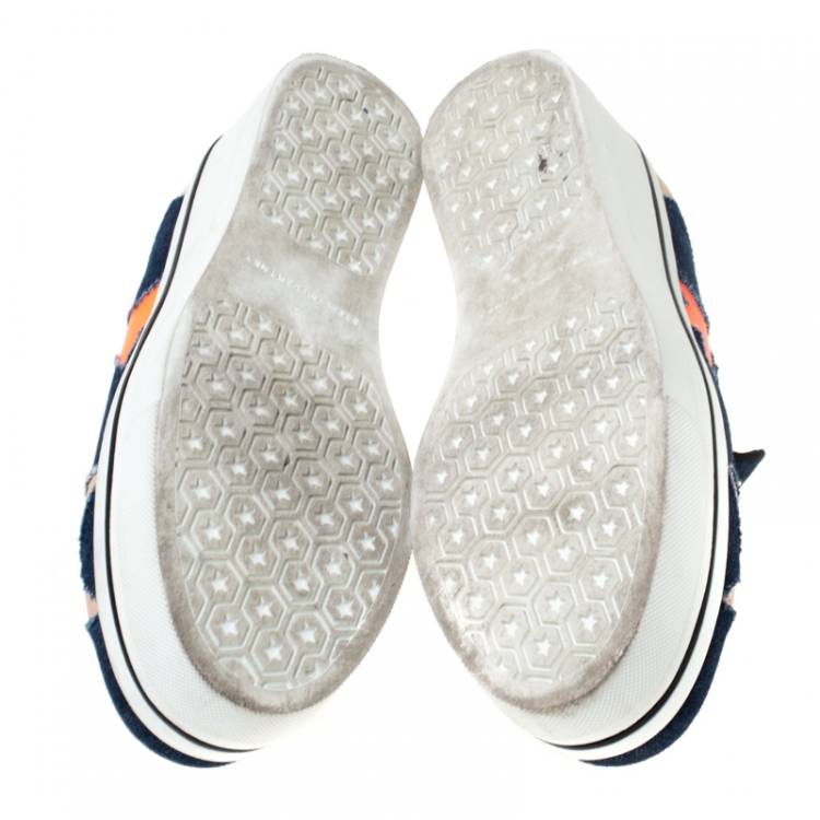 Pre Owned Stella McCartney Blue Denim Star Slip On Sneakers Size 38