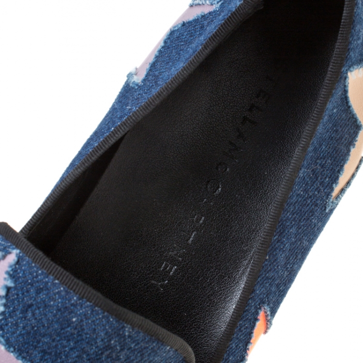 Pre Owned Stella McCartney Blue Denim Star Slip On Sneakers Size 38