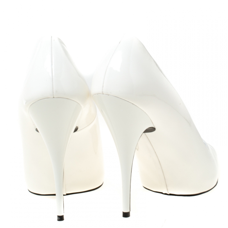 Pre Owned Stella McCartney White Faux Leather Russet Pointed Toe Pumps Size 40 