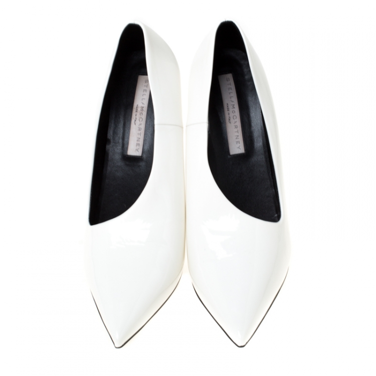 Pre Owned Stella McCartney White Faux Leather Russet Pointed Toe Pumps Size 40 