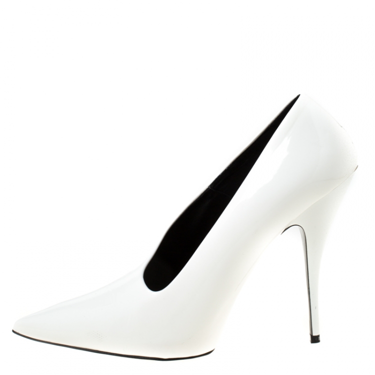 Pre Owned Stella McCartney White Faux Leather Russet Pointed Toe Pumps Size 40 