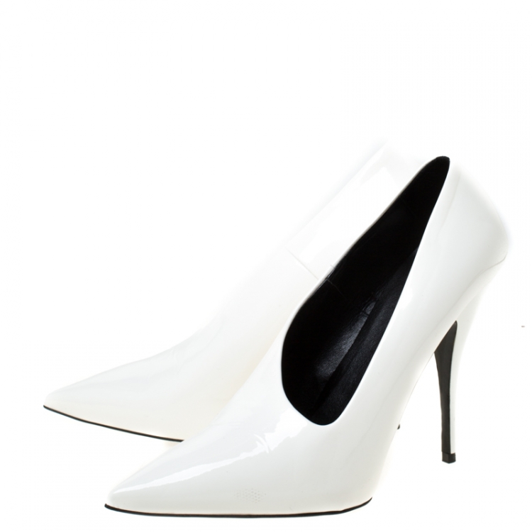 Pre Owned Stella McCartney White Faux Leather Russet Pointed Toe Pumps Size 40 