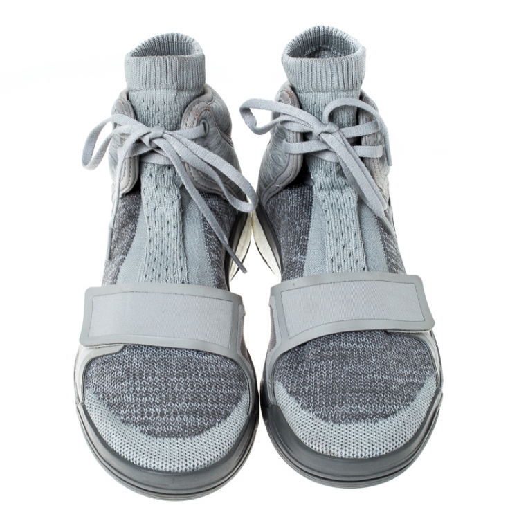 Pre Owned Stella McCartney X Adidas Grey Cotton Sock Sneakers Size 38.5