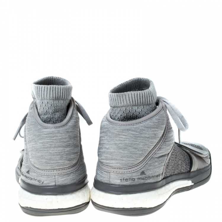 Pre Owned Stella McCartney X Adidas Grey Cotton Sock Sneakers Size 38.5