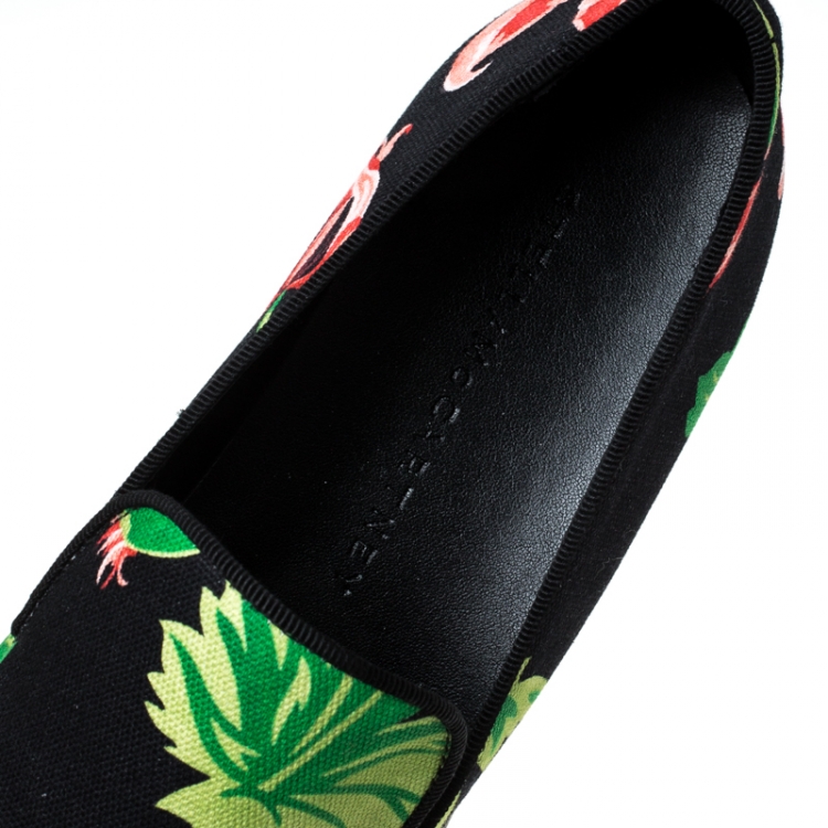 Pre Owned Stella McCartney Black Floral Printed Canvas Slip On Sneakers Size 41