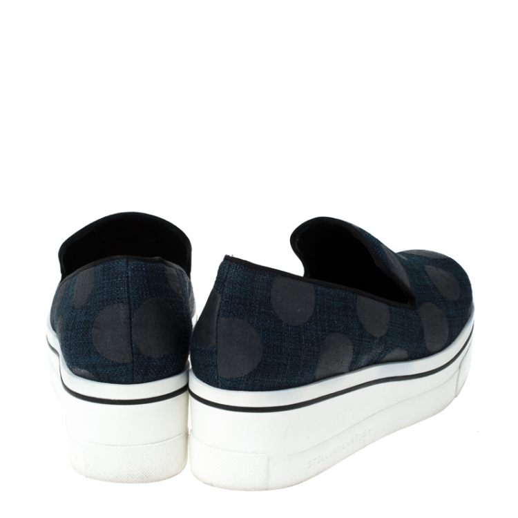 Pre Owned Stella McCartney Blue Denim Binx Slip On Platform Sneakers Size 38