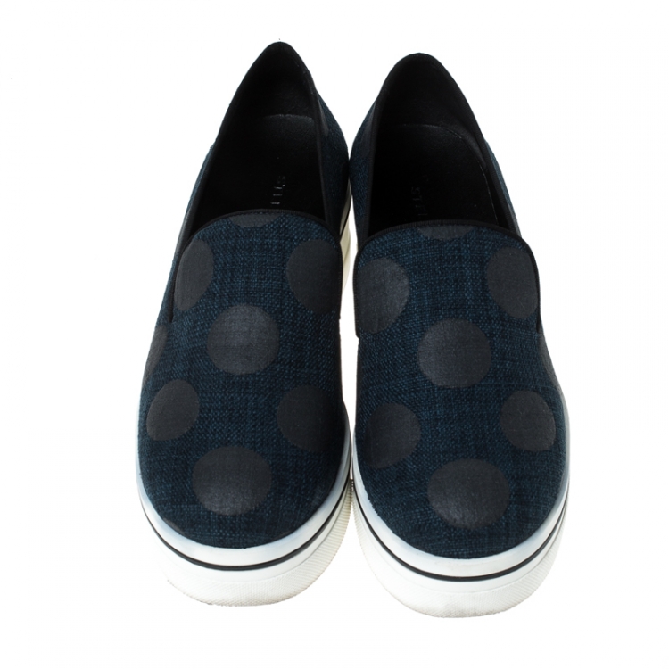 Pre Owned Stella McCartney Blue Denim Binx Slip On Platform Sneakers Size 38