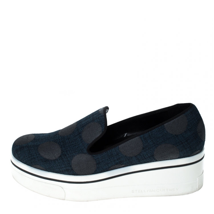 Pre Owned Stella McCartney Blue Denim Binx Slip On Platform Sneakers Size 38