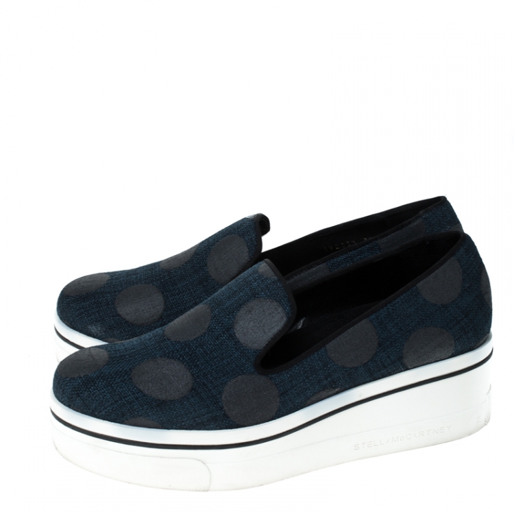 Pre Owned Stella McCartney Blue Denim Binx Slip On Platform Sneakers Size 38