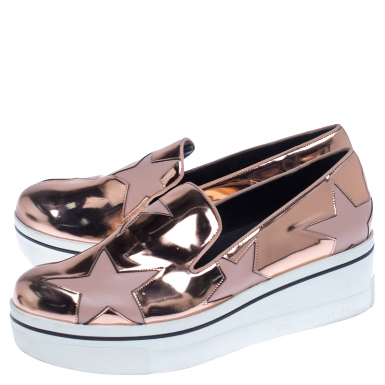 Pre Owned Stella McCartney Metallic Rose Gold Star Platform Binx Sneakers Size 40