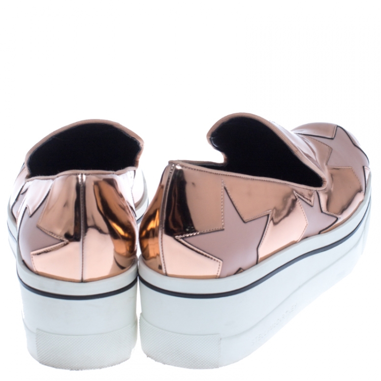 Pre Owned Stella McCartney Metallic Rose Gold Star Platform Binx Sneakers Size 40