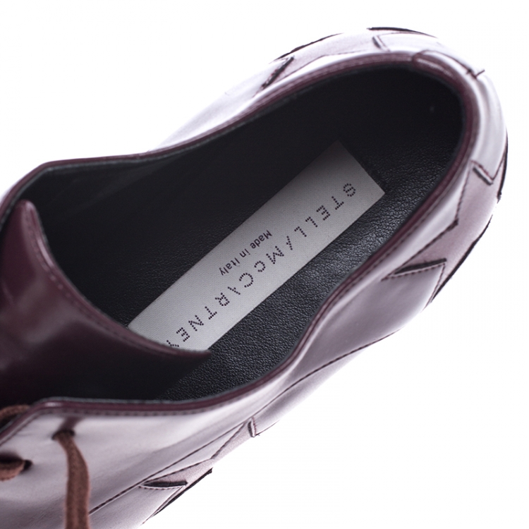 مملوكة مسبقًا Stella McCartney Burgundy Faux Leather Elyse Star Platform Derby Size 36.5