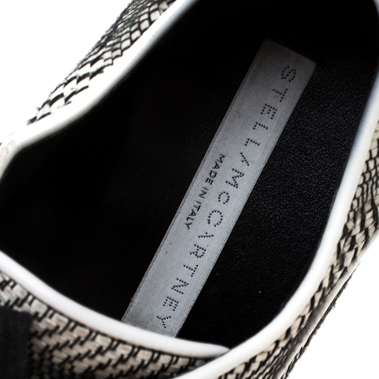 Pre Owned Stella McCartney Black/White Faux Leather Elyse Platform Derby Size 35