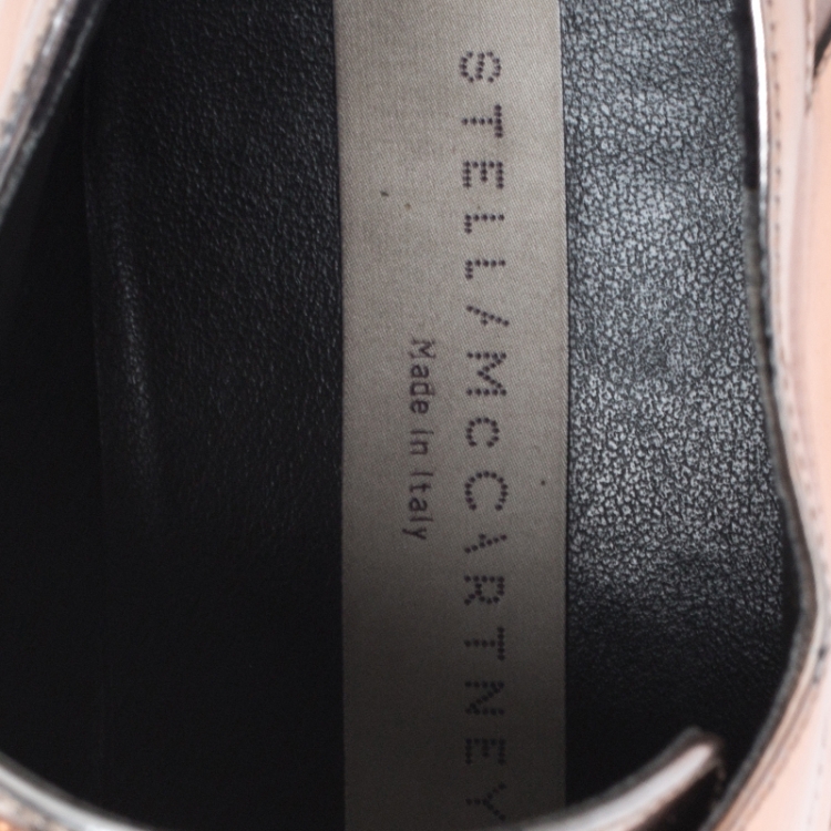 مملوكة مسبقًا Stella McCartney Metallic Rose Gold Faux Leather Elyse Star Platform Lace Up Derby Size 36