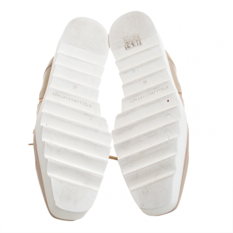 Pre Owned Stella McCartney Beige Faux Leather Elyse Star Platform Lace Up Derby Size 40