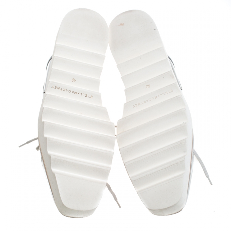 مملوكة مسبقًا Stella McCartney Metallic Silver Faux Leather Elyse Star Platform Derby Size 40