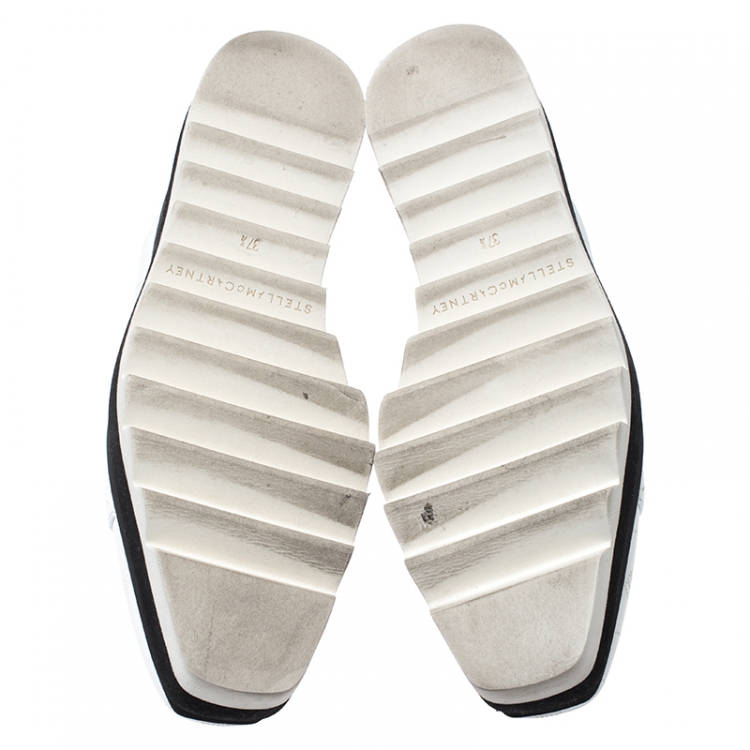 Pre Owned Stella McCartney White Perforated Logo Faux Leather Elyse Platform Sneakers Size 37.5
