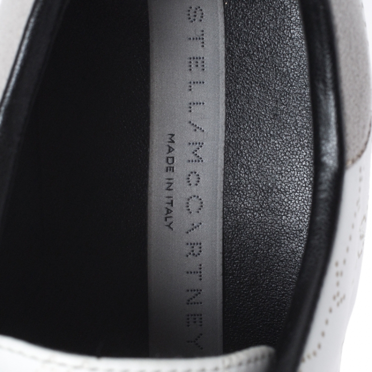 Pre Owned Stella McCartney White Perforated Logo Faux Leather Elyse Platform Sneakers Size 37.5