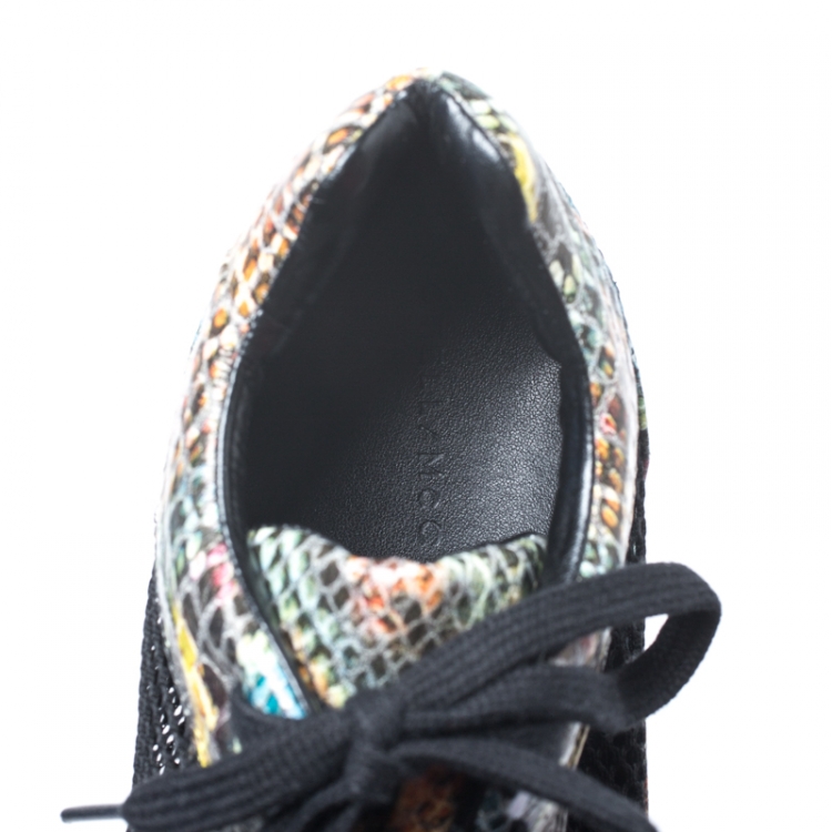 Pre Owned Stella McCartney Multicolor Python Effect Faux Leather and Mesh Espadrille Sneakers Size 38