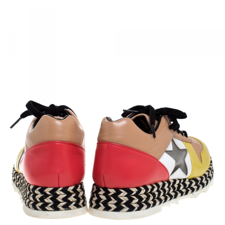 Pre Owned Stella McCartney Multicolor Faux Leather Star Macy Espadrille Sneakers Size 38