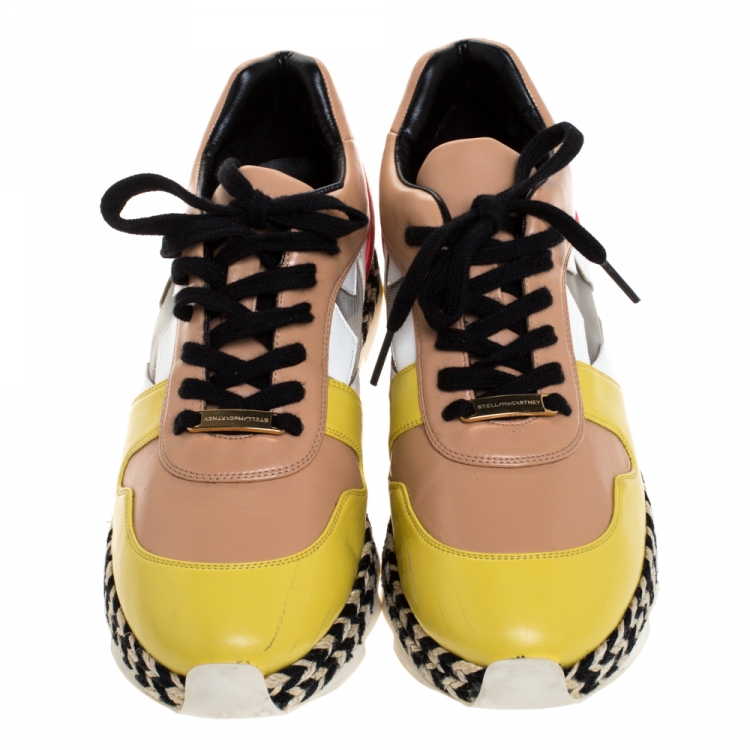 Pre Owned Stella McCartney Multicolor Faux Leather Star Macy Espadrille Sneakers Size 38