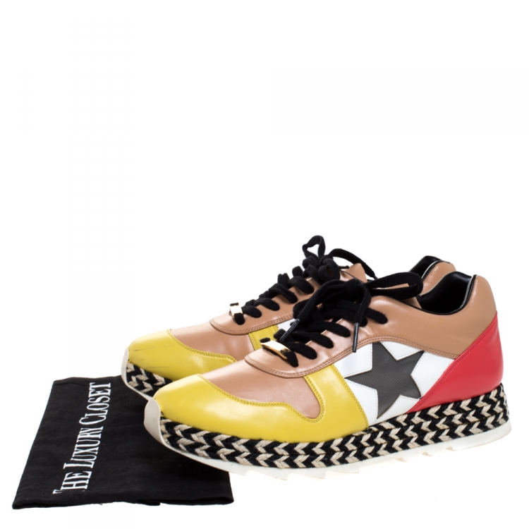 Pre Owned Stella McCartney Multicolor Faux Leather Star Macy Espadrille Sneakers Size 38
