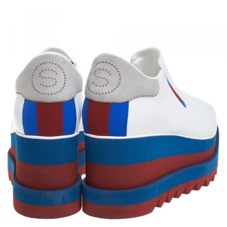 Pre Owned Stella McCartney White Faux Leather Elyse Platform Slip On Sneakers Size 39