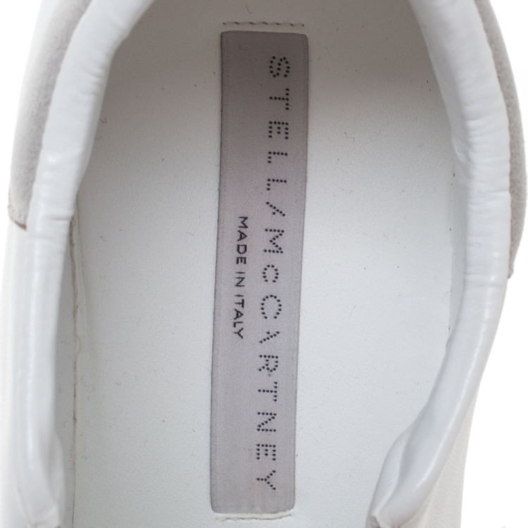 Pre Owned Stella McCartney White Faux Leather Elyse Platform Slip On Sneakers Size 39