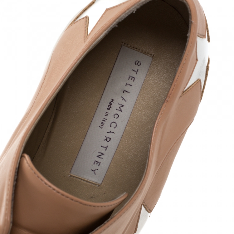 Pre Owned Stella McCartney Camel/Silver Faux Leather Elyse Star Platform Derby Size 40