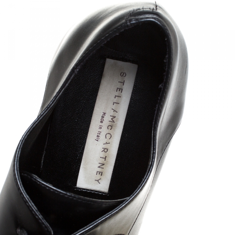 Pre Owned Stella McCartney Black Faux Leather Elyse Platform Derby Size 37